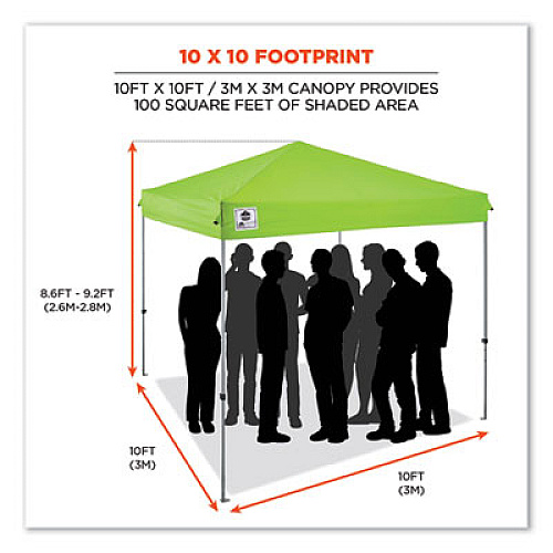 ergodyne Shax 6010 Lightweight Pop-Up Tent, Single Skin, 10 ft x 10 ft, Polyester/Steel, Lime (12910)