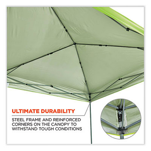 ergodyne Shax 6010 Lightweight Pop-Up Tent, Single Skin, 10 ft x 10 ft, Polyester/Steel, Lime (12910)