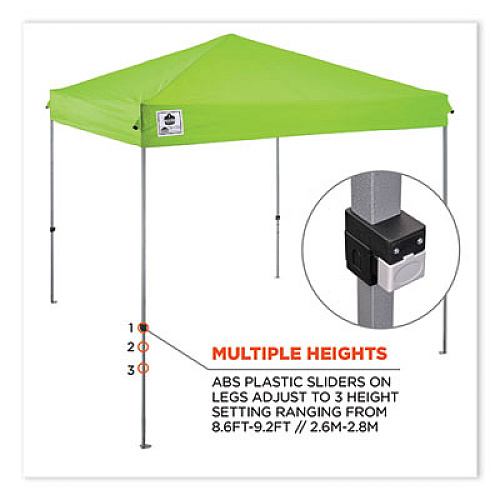 ergodyne Shax 6010 Lightweight Pop-Up Tent, Single Skin, 10 ft x 10 ft, Polyester/Steel, Lime (12910)