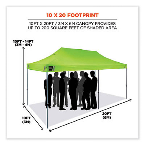 ergodyne Shax 6015 Heavy-Duty Pop-Up Tent, Single Skin, 10 ft x 20 ft, Polyester/Steel, Lime (12915)