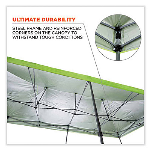 ergodyne Shax 6015 Heavy-Duty Pop-Up Tent, Single Skin, 10 ft x 20 ft, Polyester/Steel, Lime (12915)