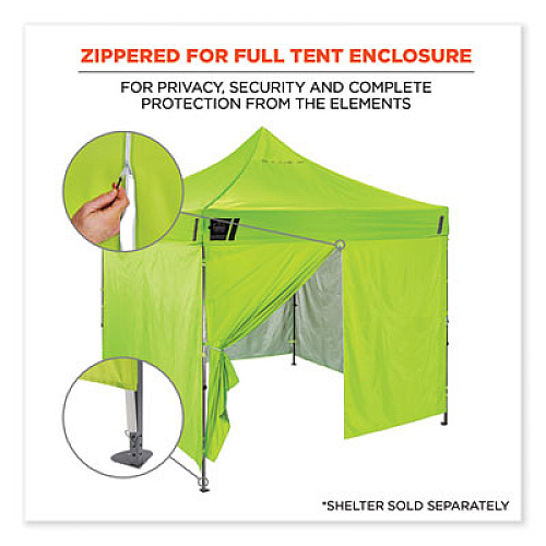 ergodyne Shax 6096 Pop-Up Tent Sidewall with Zipper, Single Skin, 10 ft x 10 ft, Polyester, Lime (12978)