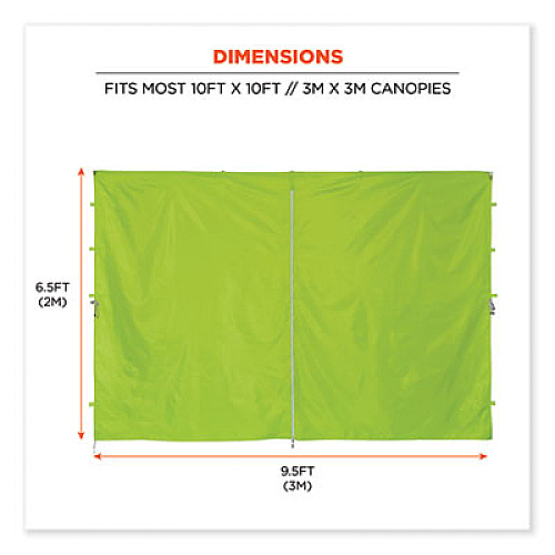ergodyne Shax 6096 Pop-Up Tent Sidewall with Zipper, Single Skin, 10 ft x 10 ft, Polyester, Lime (12978)