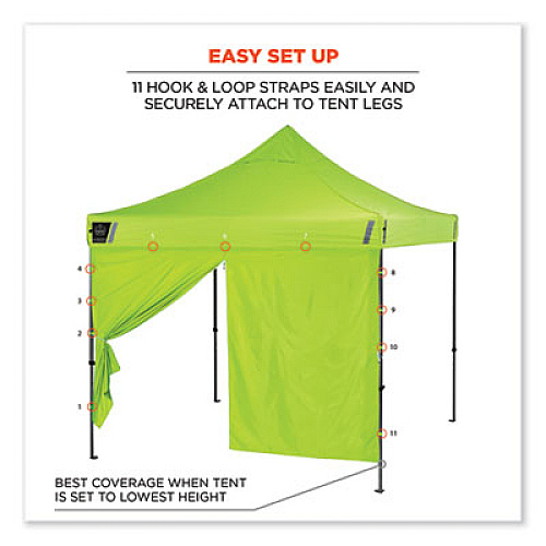 ergodyne Shax 6096 Pop-Up Tent Sidewall with Zipper, Single Skin, 10 ft x 10 ft, Polyester, Lime (12978)