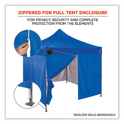ergodyne Shax 6096 Pop-Up Tent Sidewall with Zipper, Single Skin, 10 ft x 10 ft, Polyester, Blue (12979)