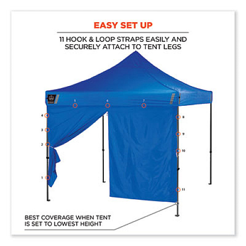 ergodyne Shax 6096 Pop-Up Tent Sidewall with Zipper, Single Skin, 10 ft x 10 ft, Polyester, Blue (12979)