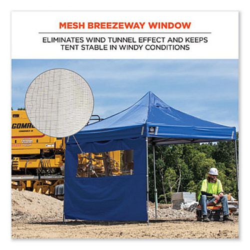 ergodyne Shax 6092 Pop-Up Tent Sidewall with Mesh Window, Single Skin, 10 ft x 10 ft, Polyester, Blue (12987)