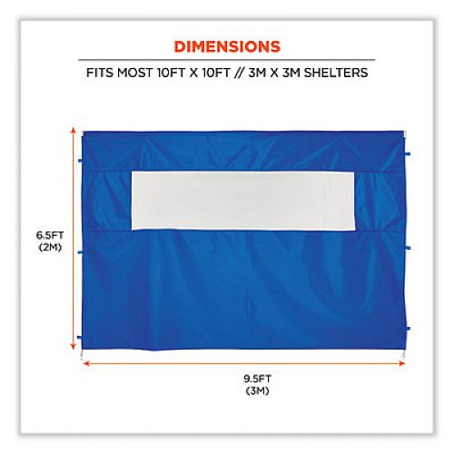 ergodyne Shax 6092 Pop-Up Tent Sidewall with Mesh Window, Single Skin, 10 ft x 10 ft, Polyester, Blue (12987)