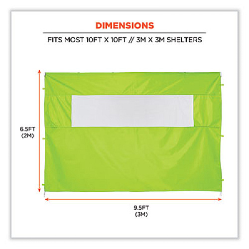 ergodyne Shax 6092 Pop-Up Tent Sidewall with Mesh Window, Single Skin, 10 ft x 10 ft, Polyester, Lime (12989)