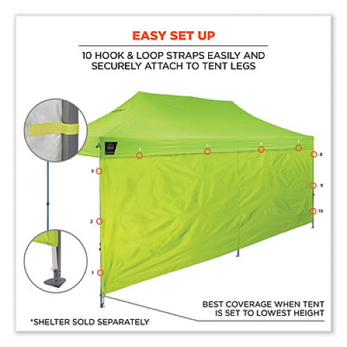 ergodyne Shax 6097 Pop-Up Tent Sidewall, Single Skin, 10 ft x 10 ft, Polyester, Lime (12995)
