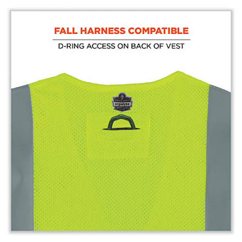 ergodyne GloWear 8263FRHL Class 2 FR Safety Economy Hook and Loop Vest, Modacrylic Mesh/Cotton, Small/Medium, Lime (21863)