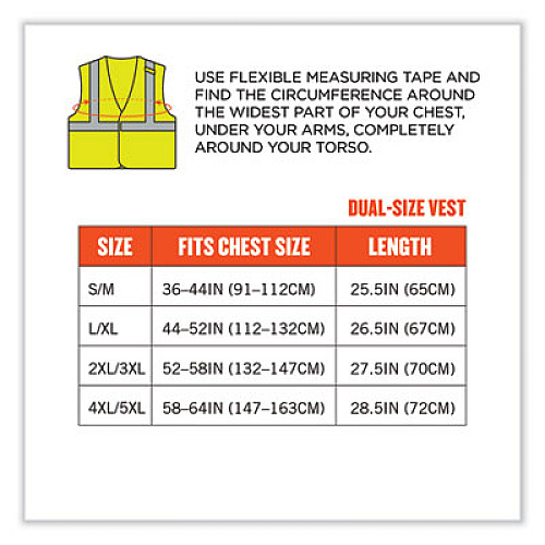 ergodyne GloWear 8263FRHL Class 2 FR Safety Economy Hook and Loop Vest, Modacrylic Mesh/Cotton, Small/Medium, Lime (21863)