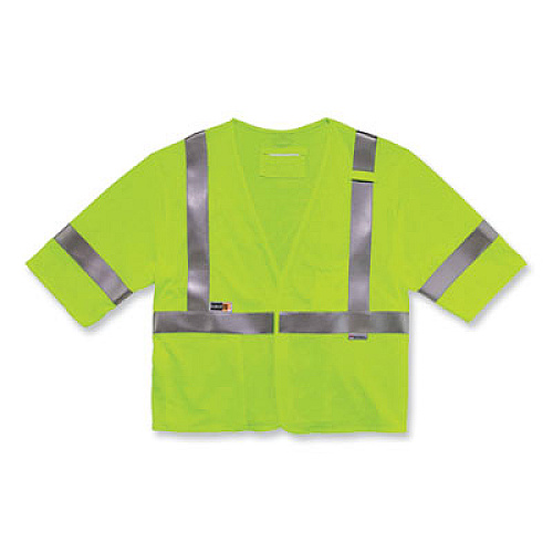 ergodyne GloWear 8356FRHL Class 3 FR Hook and Loop Safety Vest with Sleeves, Modacrylic, 4X-Large/5X-Large, Lime (22219)