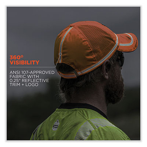 ergodyne GloWear 8930 Hi-Vis Baseball Cap, Polyester, One Size Fits Most, Orange (23238)