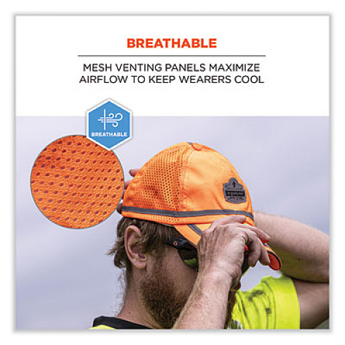 ergodyne GloWear 8930 Hi-Vis Baseball Cap, Polyester, One Size Fits Most, Orange (23238)