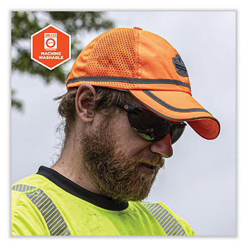 ergodyne GloWear 8930 Hi-Vis Baseball Cap, Polyester, One Size Fits Most, Orange (23238)