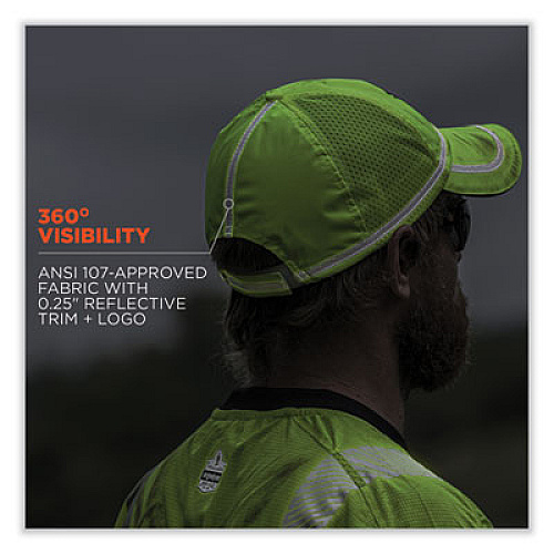 ergodyne GloWear 8930 Hi-Vis Baseball Cap, Polyester, One Size Fits Most, Lime (23239)