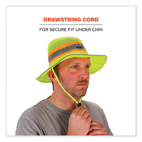 ergodyne GloWear 8935 Hi-Vis Ranger Sun Hat, Polyester, Large/X-Large, Lime (23260)