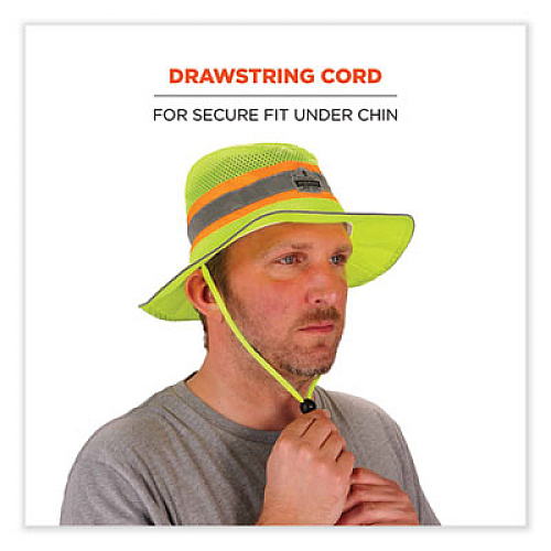 ergodyne GloWear 8935 Hi-Vis Ranger Sun Hat, Polyester, 2X-Large/3X-Large, Lime (23261)