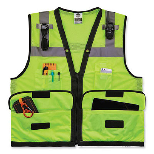 ergodyne GloWear 8253HDZ Class 2 Heavy-Duty Mesh Surveyors Vest, Polyester, Small/Medium, Lime (23323)
