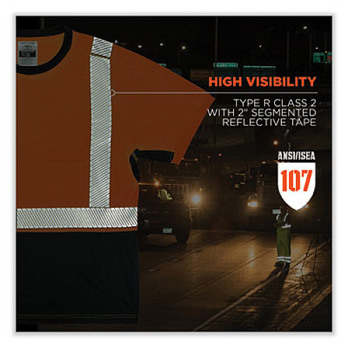 ergodyne GloWear 8283BK Class 2 Lightweight Performance Hi-Vis T-Shirt, Polyester, Large, Orange (23514)