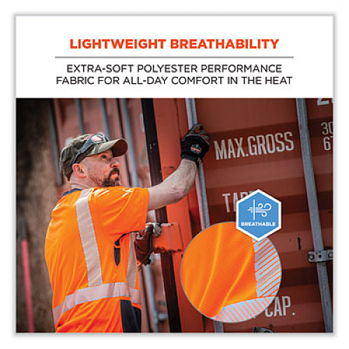 ergodyne GloWear 8283BK Class 2 Lightweight Performance Hi-Vis T-Shirt, Polyester, X-Large, Orange (23515)