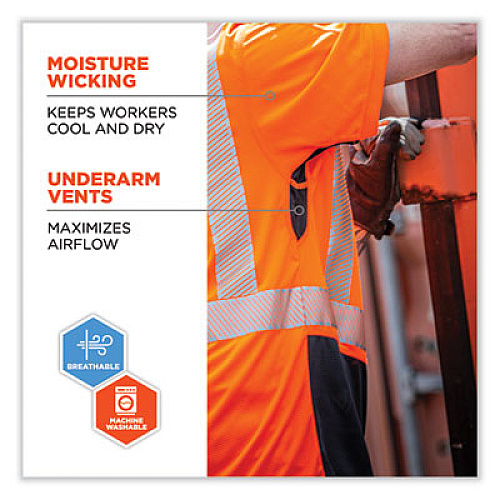 ergodyne GloWear 8283BK Class 2 Lightweight Performance Hi-Vis T-Shirt, Polyester, 5X-Large, Orange (23519)