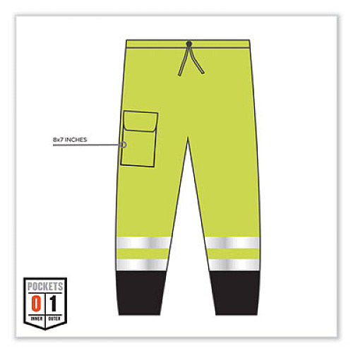 ergodyne GloWear 8910BK Class E Hi-Vis Pants with Black Bottom, Polyester, 4X-Large/5X-Large, Lime (23959)