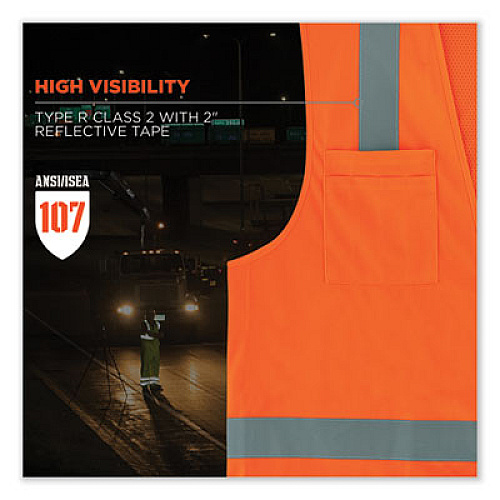 ergodyne GloWear 8249Z Class 2 Economy Surveyors Zipper Vest, Polyester, X-Small, Orange (24011)