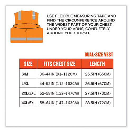 ergodyne GloWear 8249Z Class 2 Economy Surveyors Zipper Vest, Polyester, Small/Medium, Orange (24013)