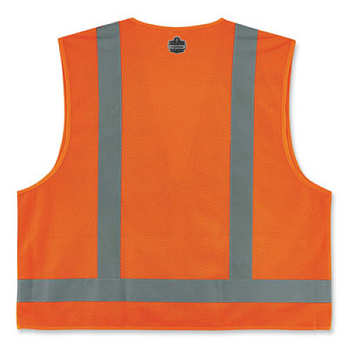 ergodyne GloWear 8249Z Class 2 Economy Surveyors Zipper Vest, Polyester, 4X-Large/5X-Large, Orange (24019)