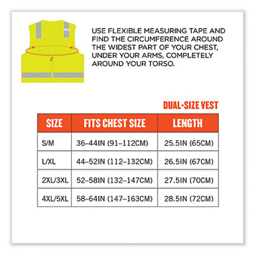 ergodyne GloWear 8249Z Class 2 Economy Surveyors Zipper Vest, Polyester, Small/Medium, Lime (24023)