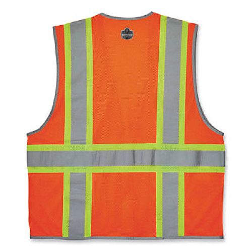 ergodyne GloWear 8246Z Class 2 Two-Tone Mesh Reflective Binding Zipper Vest, Polyester, Small/Medium, Orange (24133)