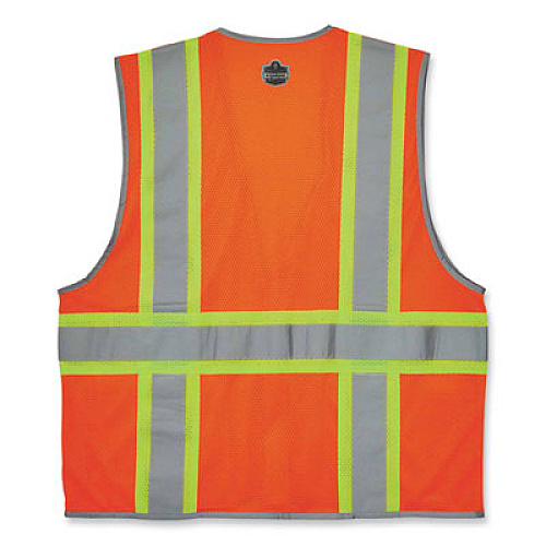 ergodyne GloWear 8246Z Class 2 Two-Tone Mesh Reflective Binding Zipper Vest, Polyester, 4X-Large/5X-Large, Orange (24139)