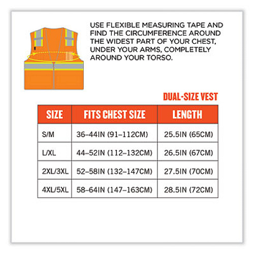 ergodyne GloWear 8246Z Class 2 Two-Tone Mesh Reflective Binding Zipper Vest, Polyester, 4X-Large/5X-Large, Orange (24139)
