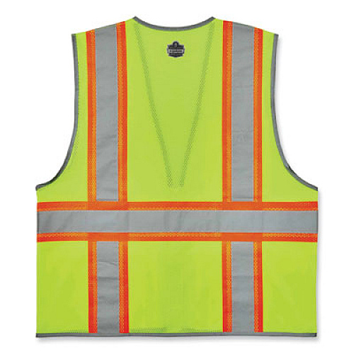 ergodyne GloWear 8246Z Class 2 Two-Tone Mesh Reflective Binding Zipper Vest, Polyester, Large/X-Large, Lime (24145)