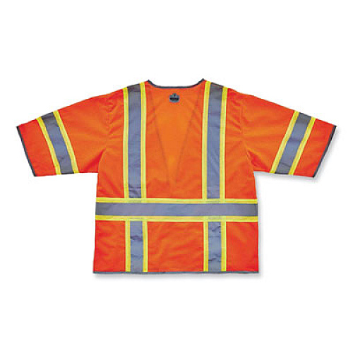 ergodyne GloWear 8346Z Class 3 Two-Tone Hi-Vis Surveyor Zipper Vest, Small/Medium, Orange (24153)