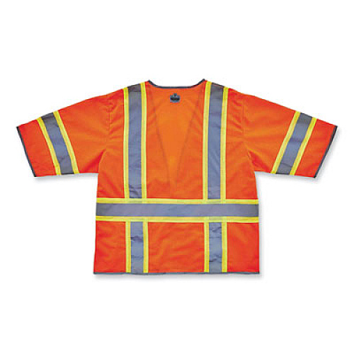 ergodyne GloWear 8346Z Class 3 Two-Tone Hi-Vis Surveyor Zipper Vest, Large/X-Large, Orange (24155)