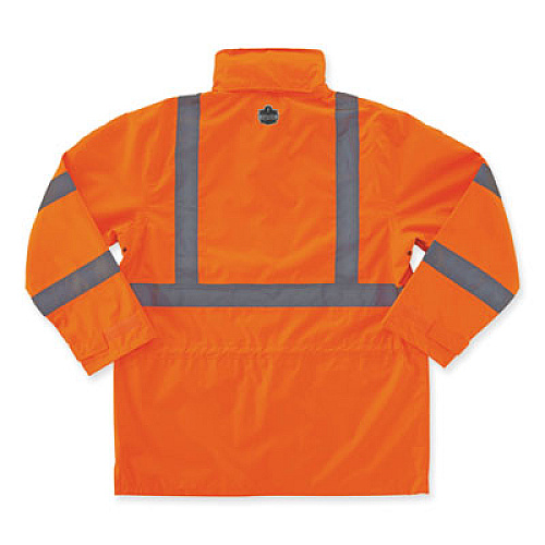 ergodyne GloWear 8365 Class 3 Hi-Vis Rain Jacket, Polyester, X-Large, Orange (24315)