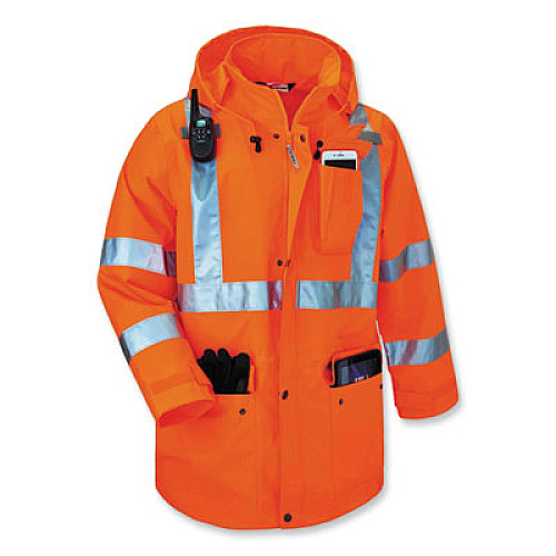 ergodyne GloWear 8385 Class 3 Hi-Vis 4-in-1 Jacket, Large, Orange (24374)