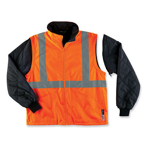 ergodyne GloWear 8385 Class 3 Hi-Vis 4-in-1 Jacket, 3X-Large, Orange (24377)