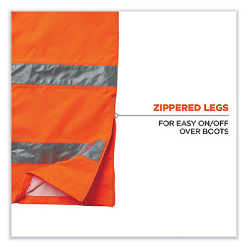 ergodyne GloWear 8915 Class E Hi-Vis Rain Pants, Large, Orange (24414)