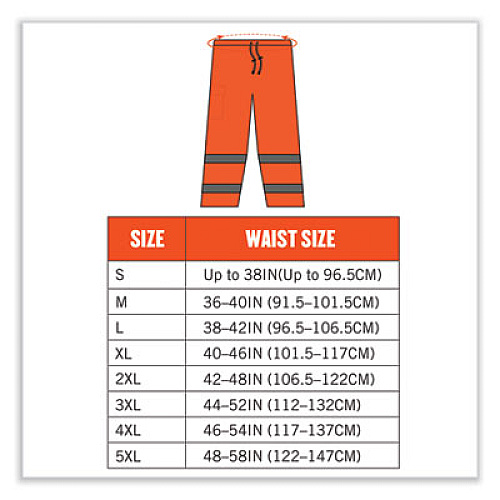 ergodyne GloWear 8915 Class E Hi-Vis Rain Pants, Large, Orange (24414)
