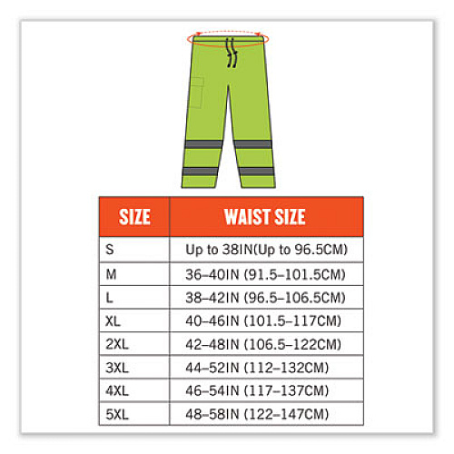 ergodyne GloWear 8915 Class E Hi-Vis Rain Pants, Small, Lime (24422)