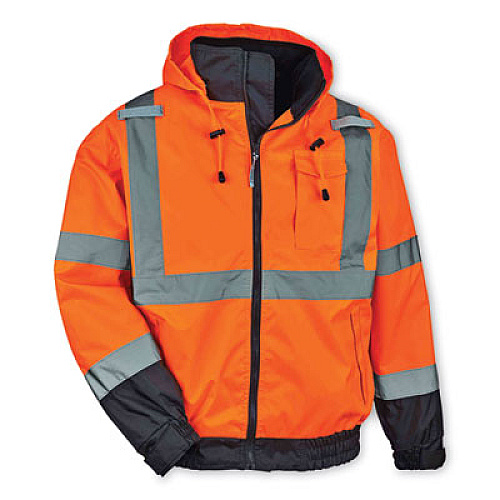 ergodyne GloWear 8379 Class 3 Hi-Vis Fleece Lined Bomber Jacket, Orange, 2X-Large (24466)