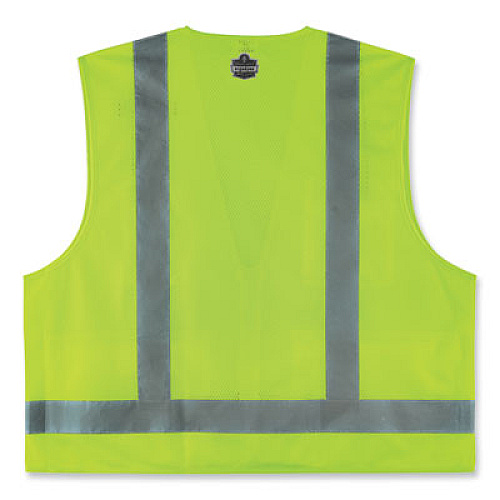 ergodyne GloWear 8249Z-S Single Size Class 2 Economy Surveyors Zipper Vest, Polyester, X-Small, Lime (24501)