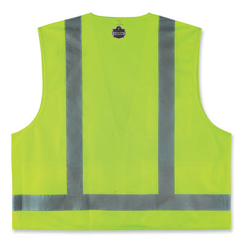 ergodyne GloWear 8249Z-S Single Size Class 2 Economy Surveyors Zipper Vest, Polyester, Small, Lime (24502)