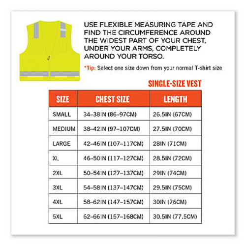 ergodyne GloWear 8249Z-S Single Size Class 2 Economy Surveyors Zipper Vest, Polyester, 3X-Large, Lime (24507)