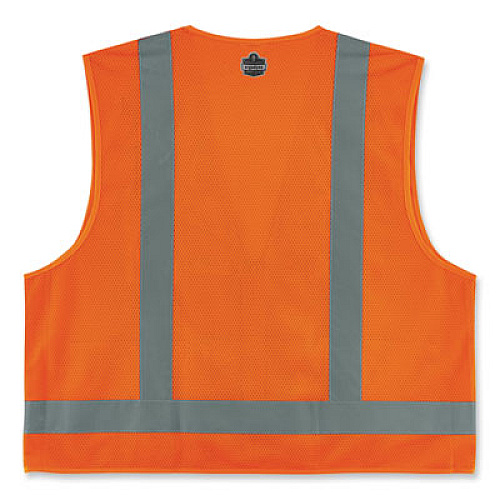 ergodyne GloWear 8249Z-S Single Size Class 2 Economy Surveyors Zipper Vest, Polyester, 4X-Large, Orange (24518)