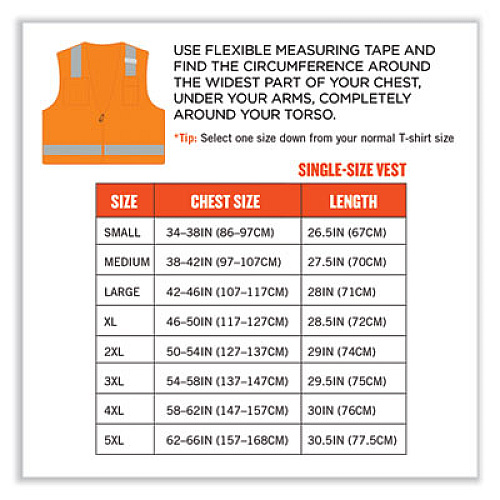 ergodyne GloWear 8249Z-S Single Size Class 2 Economy Surveyors Zipper Vest, Polyester, 4X-Large, Orange (24518)
